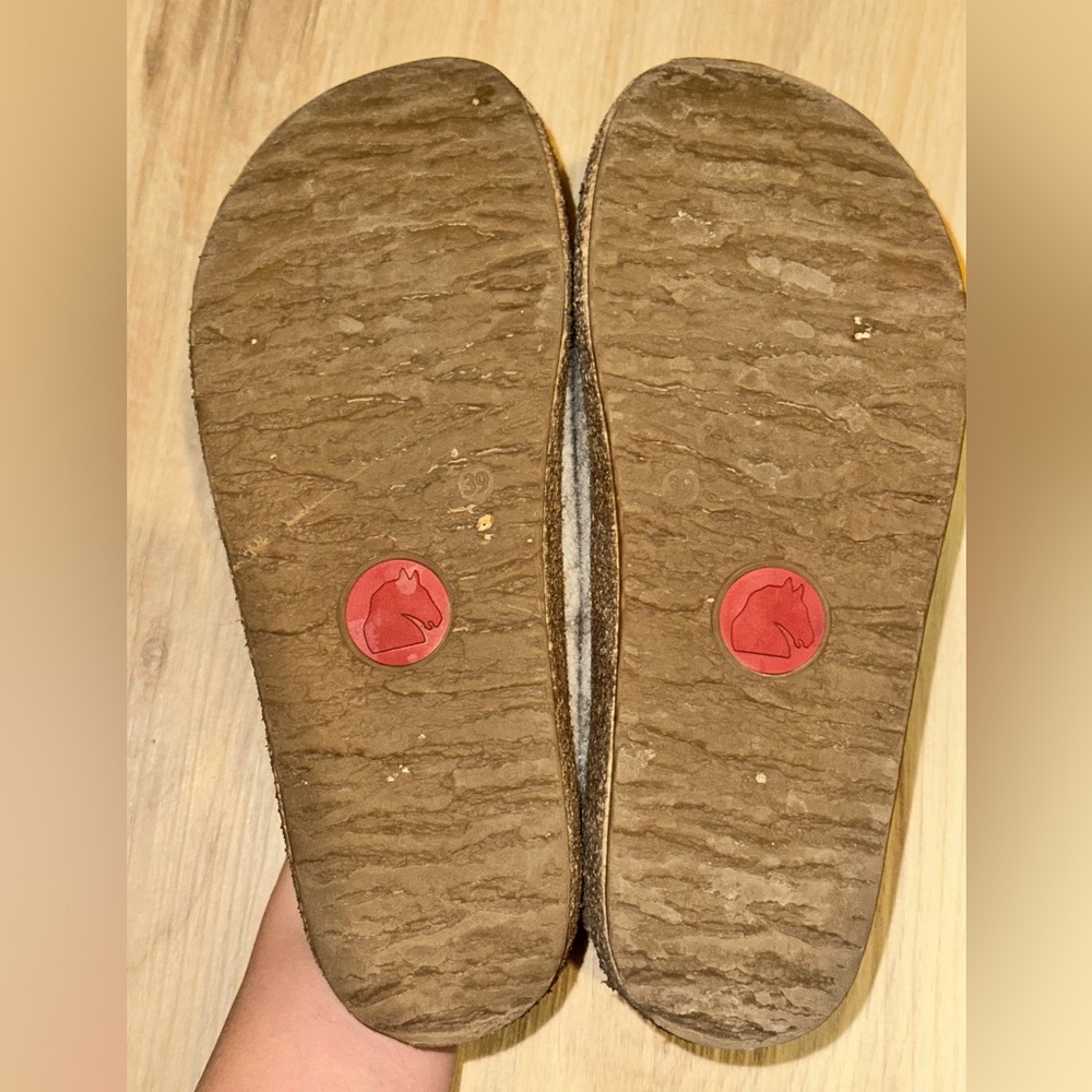 Haflinger Gray Slippers with Blue Floral Design - Picture 4 of 4